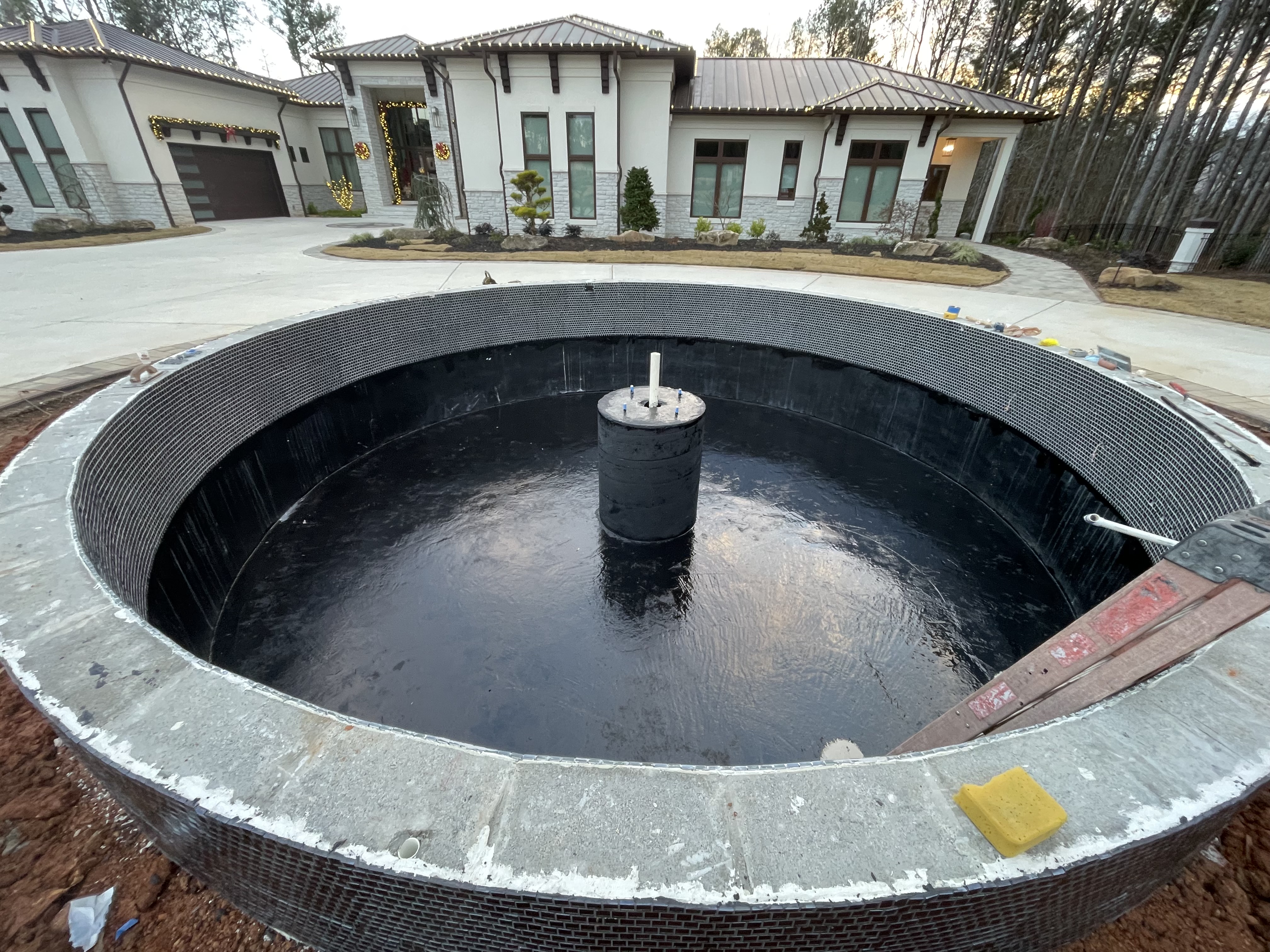 Custom fountain during construction — view 4
