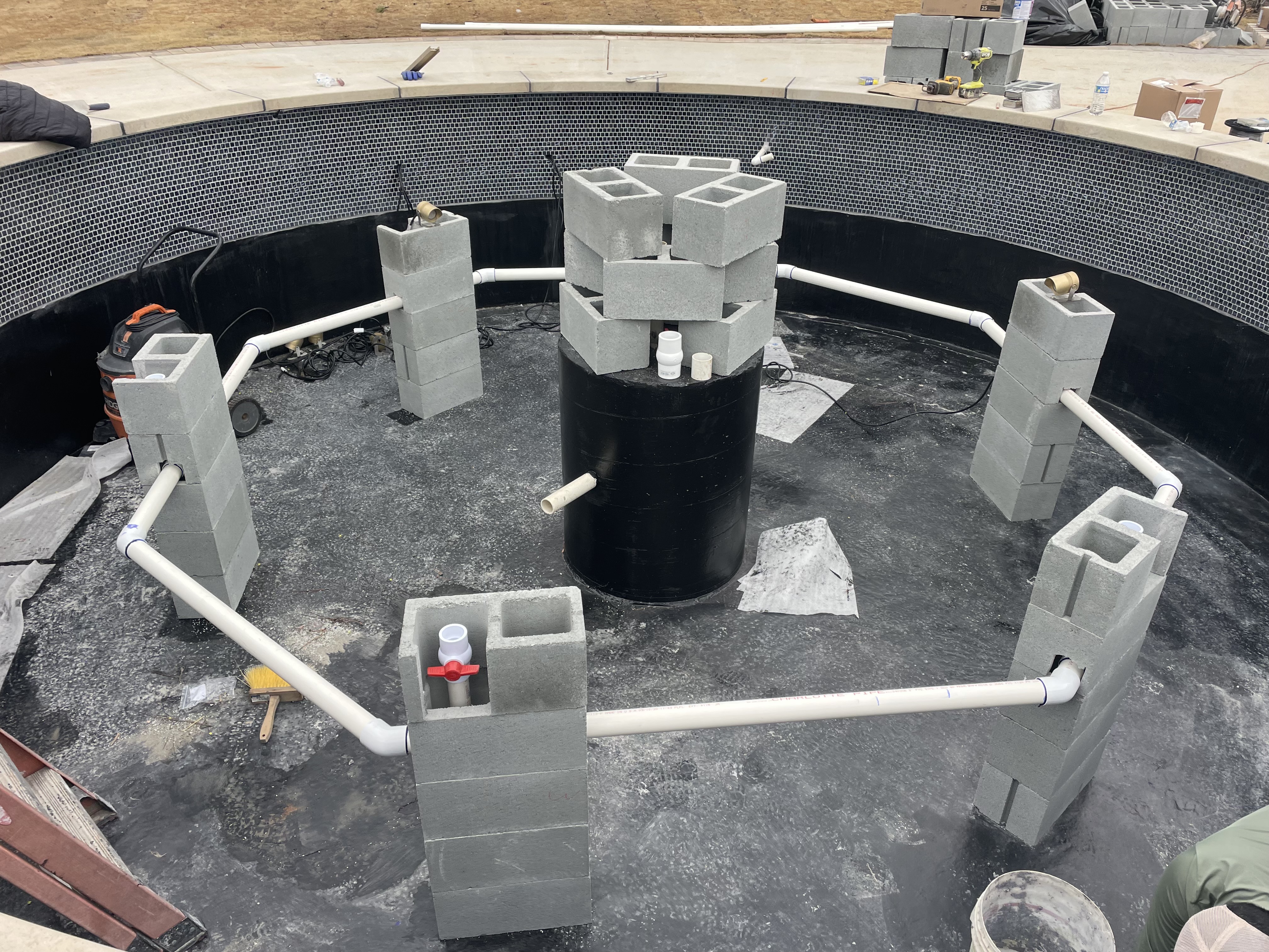 Custom fountain during construction — view 3